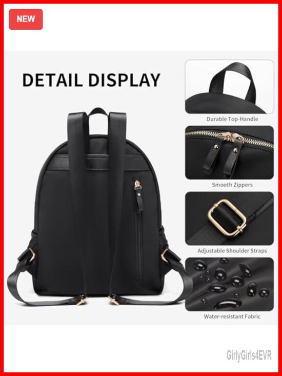 Water Resistant Nylon Mini Backpack Purse with Multiple Pockets - Casual
